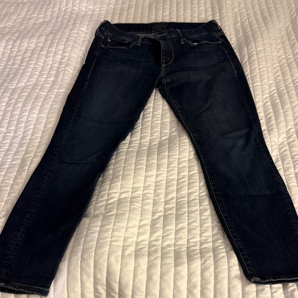 MOTHER Women Dark Blue Straight Jeans